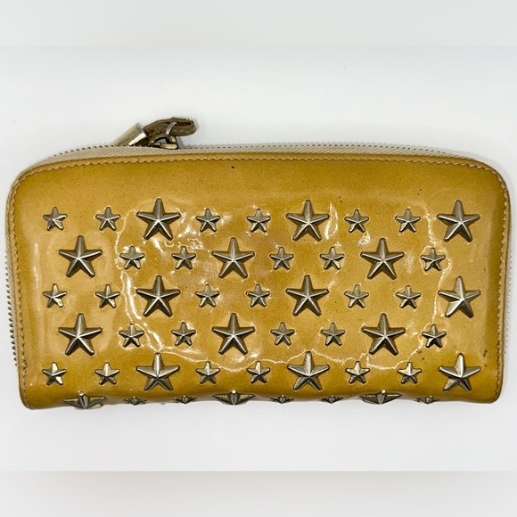 Jimmy Choo Star Studded Patent Zip  Long Wallet - Picture 1 of 16